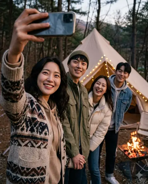 친구들이랑 캠핑 왔다는 여친