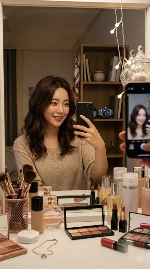 화장대 거울 셀카 보낸 여친