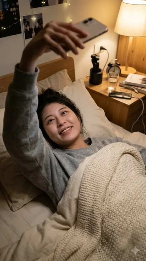 자러 간다며 침대 셀카 보낸 여친